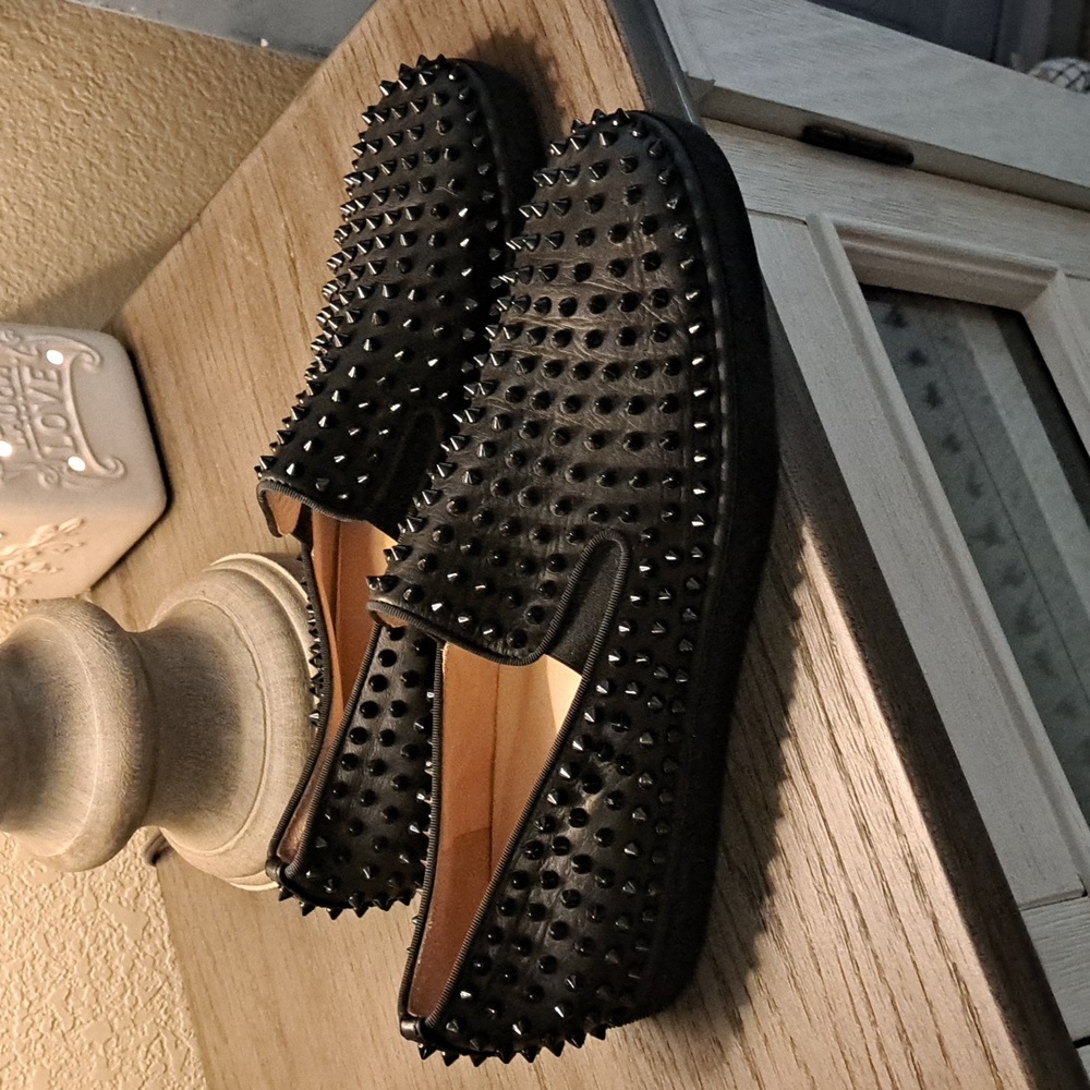 Christian Louboutin Black Spike Roller Boat Sneaker - Picture 2 of 6